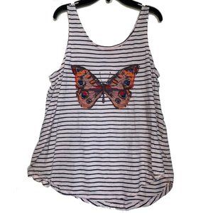 Sonoma  Striped Butterfly Embroidered Tank Top